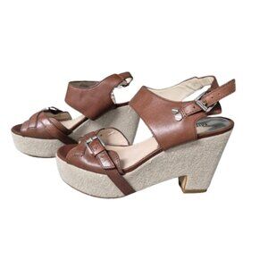 7 Michael Kors Brown Leather Platform Sandals